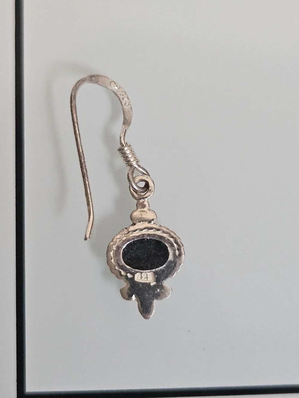 Black Onyx 925 Rope Detail Sterling Silver Small Dainty Dangle Earrings
